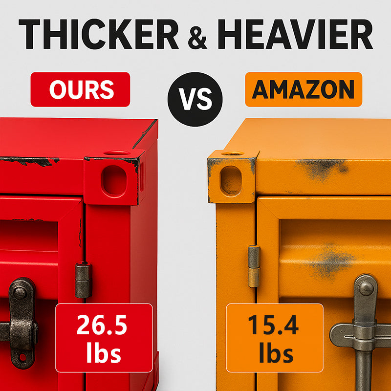 Vintage Industrial Container Nightstand - Metal Storage Cabinet - Retro Loft Style - Orange - Pink - Rustic American Decor