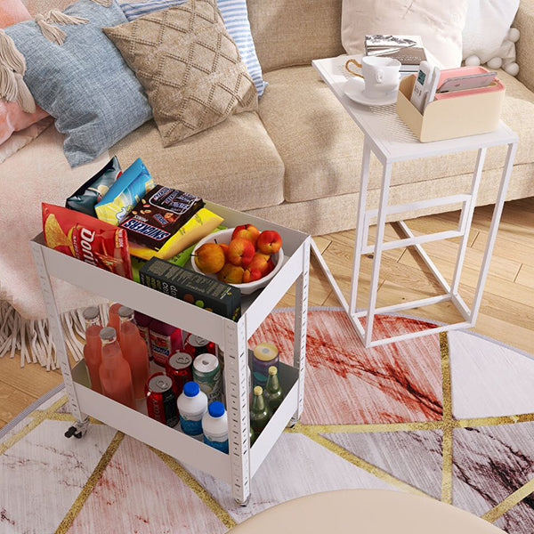 Iron Utility Storage Cart – Multi-Tier Rolling Organizer – Fresh Colors – Handle & Wheels – Kitchen, Bedroom, Living Room